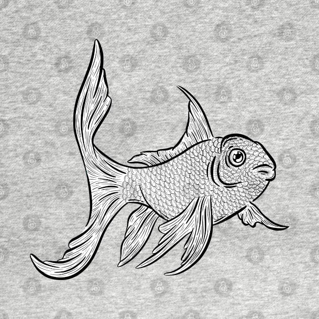 Graphic Tattoo Style Goldfish Fish Design by Squeeb Creative